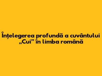 Înțelegerea profundă a cuvântului „Cui” în limba română