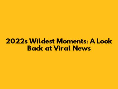 2022's Wildest Moments: A Look Back at Viral News
