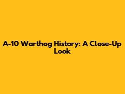 A-10 Warthog History: A Close-Up Look