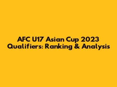 AFC U17 Asian Cup 2023 Qualifiers: Ranking & Analysis