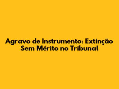 Agravo de Instrumento: Extinção Sem Mérito no Tribunal