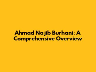 Ahmad Najib Burhani: A Comprehensive Overview