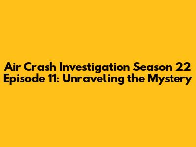 Air Crash Investigation Season 22 Episode 11: Unraveling the Mystery