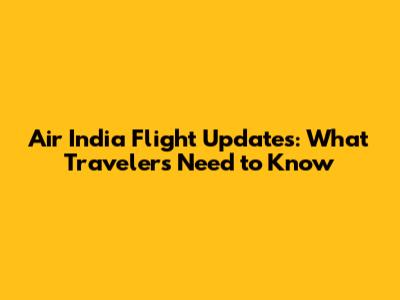 Air India Flight Updates: What Travelers Need to Know