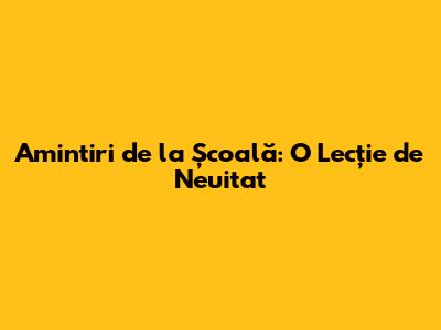 Amintiri de la Școală: O Lecție de Neuitat