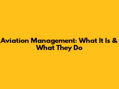 Aviation Management: What It Is & What They Do