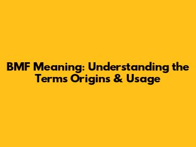 BMF Meaning: Understanding the Term's Origins & Usage