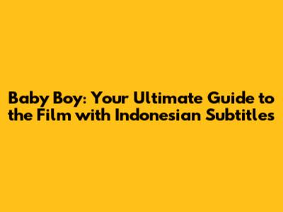 Baby Boy: Your Ultimate Guide to the Film with Indonesian Subtitles