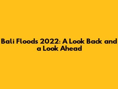 Bali Floods 2022: A Look Back and a Look Ahead