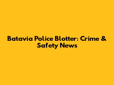 Batavia Police Blotter: Crime & Safety News