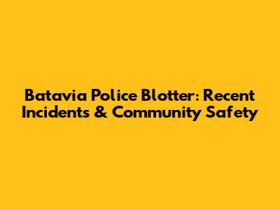 Batavia Police Blotter: Recent Incidents & Community Safety