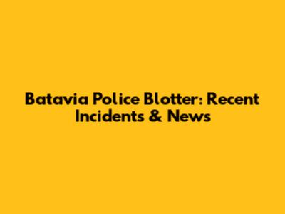 Batavia Police Blotter: Recent Incidents & News