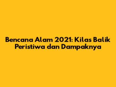 Bencana Alam 2021: Kilas Balik Peristiwa dan Dampaknya