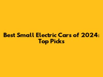 Best Small Electric Cars of 2024: Top Picks