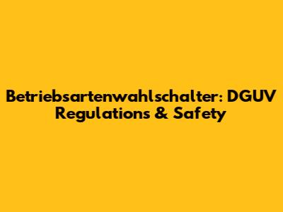 Betriebsartenwahlschalter: DGUV Regulations & Safety
