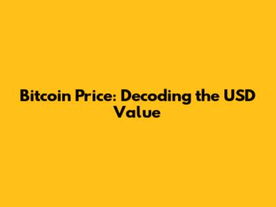 Bitcoin Price: Decoding the USD Value
