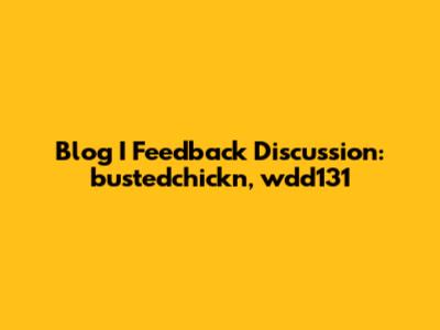 Blog I Feedback Discussion: bustedchickn, wdd131