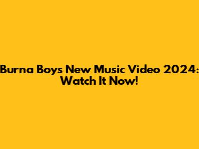 Burna Boy's New Music Video 2024: Watch It Now!