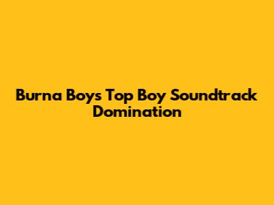 Burna Boy's Top Boy Soundtrack Domination