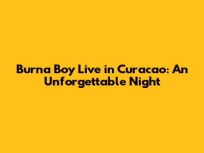 Burna Boy Live in Curacao: An Unforgettable Night