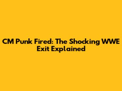 CM Punk Fired: The Shocking WWE Exit Explained