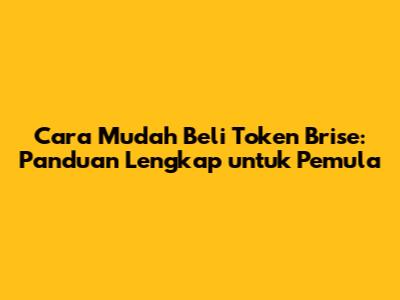 Cara Mudah Beli Token Brise: Panduan Lengkap untuk Pemula