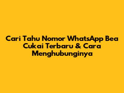 Cari Tahu Nomor WhatsApp Bea Cukai Terbaru & Cara Menghubunginya