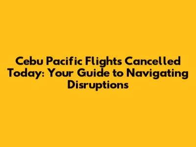 Cebu Pacific Flights Cancelled Today: Your Guide to Navigating Disruptions