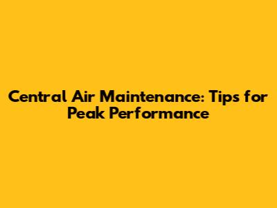Central Air Maintenance: Tips for Peak Performance