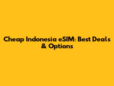 Cheap Indonesia eSIM: Best Deals & Options