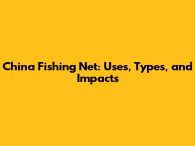 China Fishing Net: Uses, Types, and Impacts