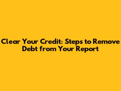 Clear Your Credit: Steps to Remove Debt from Your Report