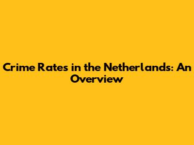 Crime Rates in the Netherlands: An Overview
