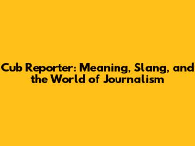 Cub Reporter: Meaning, Slang, and the World of Journalism
