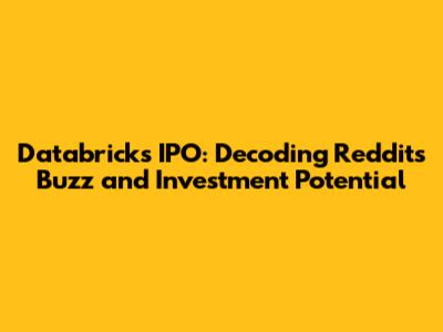 Databricks IPO: Decoding Reddit's Buzz and Investment Potential