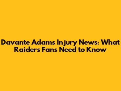 Davante Adams Injury News: What Raiders Fans Need to Know