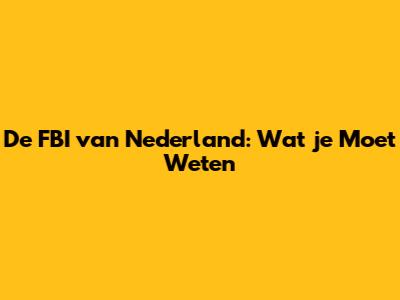 De FBI van Nederland: Wat je Moet Weten