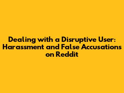 Dealing with a Disruptive User: Harassment and False Accusations on Reddit