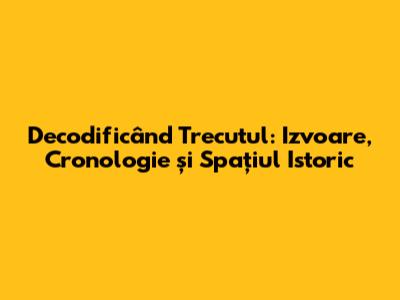 Decodificând Trecutul: Izvoare, Cronologie și Spațiul Istoric