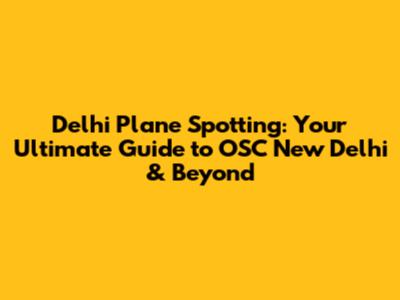 Delhi Plane Spotting: Your Ultimate Guide to OSC New Delhi & Beyond