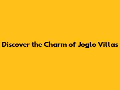 Discover the Charm of Joglo Villas