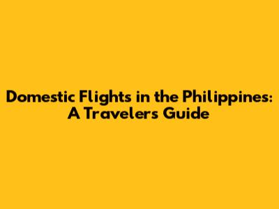 Domestic Flights in the Philippines: A Traveler's Guide