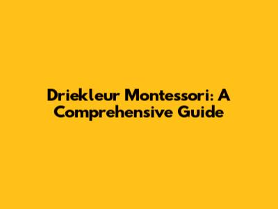 Driekleur Montessori: A Comprehensive Guide