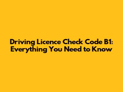 Driving Licence Check Code B1: Everything You Need to Know