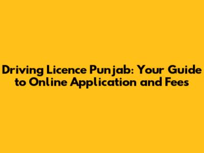 Driving Licence Punjab: Your Guide to Online Application and Fees