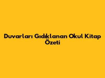 Duvarları Gıdıklanan Okul Kitap Özeti