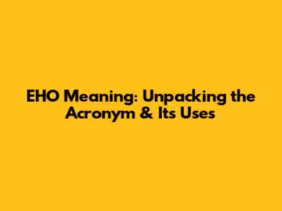 EHO Meaning: Unpacking the Acronym & Its Uses