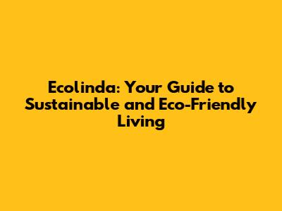 Ecolinda: Your Guide to Sustainable and Eco-Friendly Living
