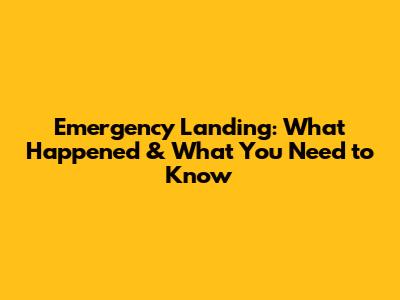 Emergency Landing: What Happened & What You Need to Know