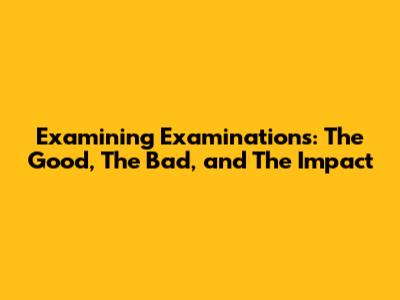 Examining Examinations: The Good, The Bad, and The Impact